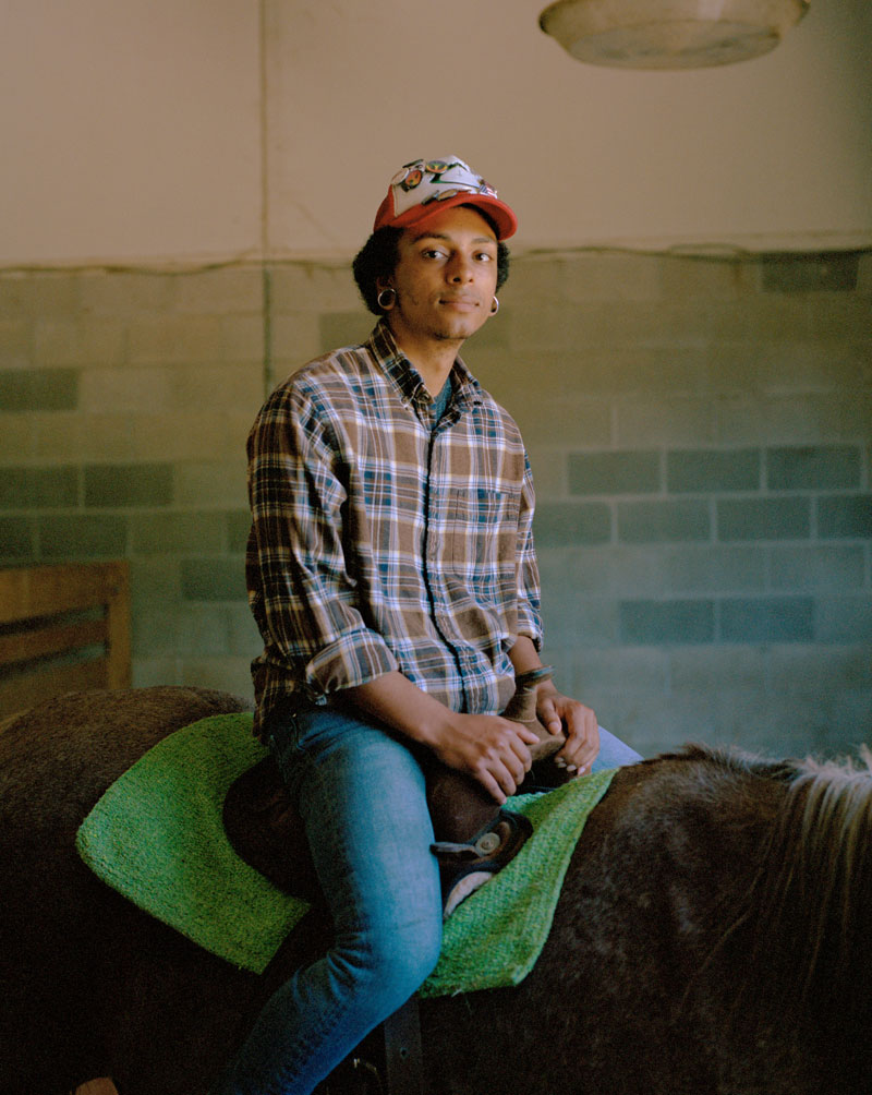 "I just feel more at peace when I’m surrounded by trees, and green. I guess it’s just getting down to the basics, like yoga, reiki, coming out here and being out here with the horses, living off the land," says Nikkita, who works with Jay at the farm. "It’s funny ’cause back in Virginia, the group of friends that I was runnin’ with they had this idea of ‘Vice City’—you know, everybody had the thing that they did. An escape." He looks out at the pastures, and then remarks, "I’m from Vice City, but I don’t live there no more. I’m just happy here."